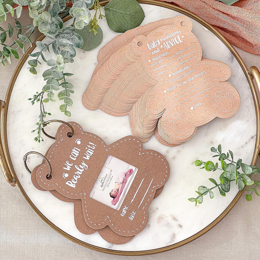 Kate Aspen Teddy Bear Advice Cards and Baby Predictions For Baby Shower Games - We Can Bearly Wait Baby Shower Decorations - Gender Reveal Games, Party Activity And Keepsake For Parents-to-be