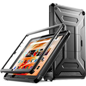 Amazon Fire HD 10 & Fire HD 10 Kids Pro Tablet Case (Only 13th Gen, 2023 Release), DJ&RPPQ Full Body Rugged Hands-Free Viewing Stand Back Cover with Screen Protector, Also for 10in Sony Nokia - Black