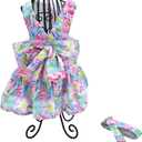 Dog Dress Bow Tie Harness Leash Set Harness Dress for Small Dogs Cute Dog Pet Girl Puppy Summer Clothes for Female Bunny Clothes Yorkie Chihuahua Training Walking (X-Small, Puparazzi)