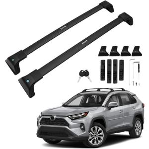 Powerty 300LBS Roof Rack Cross Bars for 2019-2025 Toyota RAV4 Accessories with Flush Side Rails(Not for 2024 LE/Adventure/TRD Off-Road/Hybrid Woodland Trim), Lockable Aluminum Roof Rails Luggage Racks
