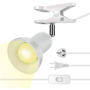 RONG&LAN Clip lamp,360 Rotation Clip on Lamp Portable Book Reading Light,Clamp on Desk/Table/Bunk Bed/Cupboard Home Lighting, (Desk lamp,Seven Colors for Your Choice) (White,2)