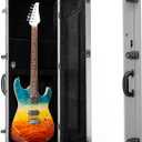 Electric Guitar Case Hard, Fits Fender Strat, Tele, and Standard Guitars, Portable 4-Layer Protection Hardshell with Comfort Handle, Secure Metal Lock (Light Grey)
