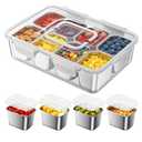 Osfel Snackle Box Container with 8 Removable Stainless Steel Compartments Divided Snack Tray with Portable Handle for Beach, Road Trip, Picnic, Boat Days, Ball Games, Pool and Parties