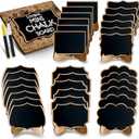 Mini Chalkboard Signs for Food Labels- 30 Pack Small Wooden Framed Blackboard for Wedding Table, 5 Assorted Shapes for Party Buffet Decor, Food Place Cards or Dessert Table Display Set