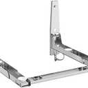 EsLuker.ly Universal Stainless Steel Microwave Oven Wall Mount Bracket with Removable Hooks, Arm Adjustable Foldable Kitchen Stretch Oven Stand Shelf Rack Load 100 lb