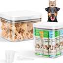 TBMax 2 Pack Large Dog Treat Container Bins 2 Qt + 3 Qt with One-Press Flip-up Lid, Airtight Pet Dog Cat Treat Jar for Countertop, Pet Biscuit Canister Cookie Holder