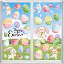 4 x 6 Sheets Happy Easter Window Clings, Double-Sided Reusable Oil Painting Bunny Eggs Window Decals for Glass, Mirror, Party Home Decor (Easter)