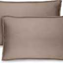 Bare Home Standard Pillow Sham Covers - Set of 2 - Premium 1800 Ultra-Soft Microfiber - Double Brushed - Stain & Fade Resistant - Bed Pillow Shams - Pillows Not Included (Set of 2, Taupe)