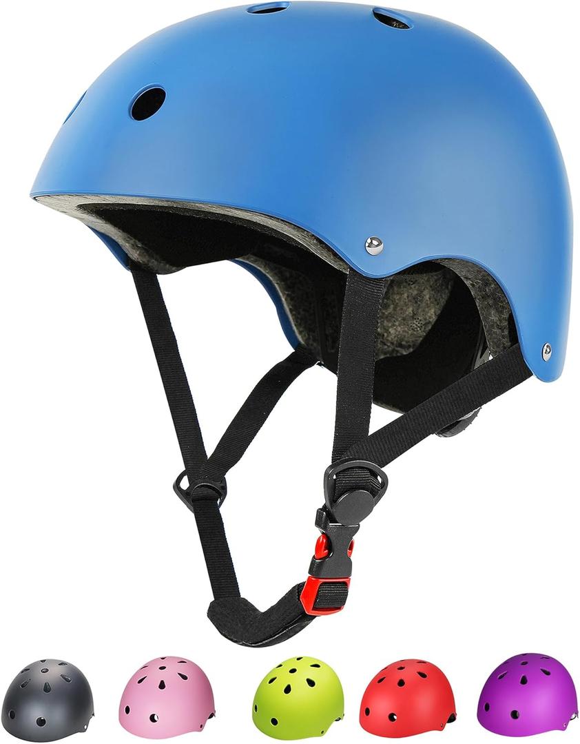 Kids Bike Helmet - Adjustable Toddler Helmets for Ages 2-8/8-14 Years Boys Girls, Multi-Sport Kids Helmet for Bicycles Skateboarding Scooter Balance Bike (Blue), S(18.8"-20.4"/ 2 -8years)