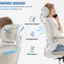 TRALT Ergonomic Office Chair - Desk Chair with Adjustable Headrest Lumbar Support Computer Chair - Mesh Comfy Chair with Flip-up Armrests - Gaming Chairs for Adults Home Office (Leather, Beige), Pack of 1