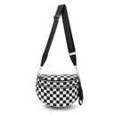Crossbody Bags Bum Bag for Women Sling Bag Purse with Adjustable Strap (Black and White Checkered）