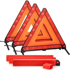 Fasmov 3 Pack Triangle Warning Frame Triangle Emergency Warning Triangle Reflector Safety Triangle Kit, Emergency Triangle for Vehicles, Car Road Reflective Kit