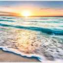 TutuBeer 1 Pcs Beach Wall Art Beach Wall Decor Blue Sea Sunset White Beach Ocean Wall Art Beach Pictures Wall Art Seascape Print on Canvas Ocean Decor Beach Decor for Bedroom Home Decor 12x24 inch