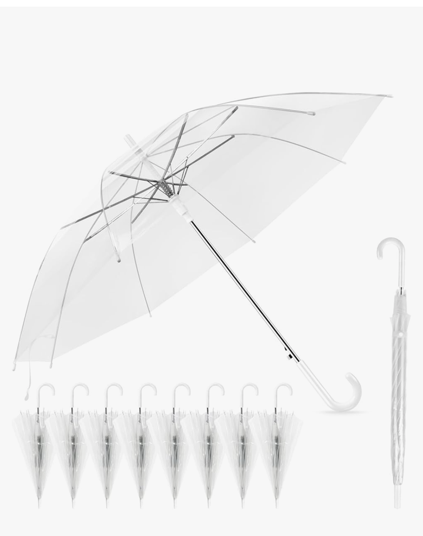 Clear Wedding Umbrellas Bulk, High-Visibility Transparent Rain Umbrella, Firm and Durable, Easy Operation, Large Clear Umbrella for Wedding Bride Groom Photography Golf Outdoor