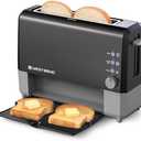West Bend QuikServe Toaster, 2-Slice Wide-Slot Slide-Through Bread Toaster with Bagel and Gluten-Free Settings and Cool-Touch Exterior Fast Toasting, Includes Removable Serving Tray, 1400-Watts, Black