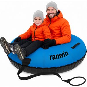 Snow Tube Heavy Duty, 48" Snow Tube for Sledding, Snow Tubes for Adults with Premium Canvas Cover Thickened Bottom, Inflatable Snow Tubes Towable Sledding Tube for Boys Teens, Blue