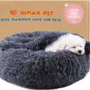 Himax Dog Beds for Small Dogs, Donut Dogs Beds with Blanket Attached, Calming Dog Bed Washable (20"/26"/35") Grey