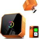 2026 Upgrade Mini Wireless CarPlay Adapter for CarPlay & Android Auto, Plug & Play, Fast, Auto Connect, No Latency 2in1 Car Play Wireless Adapter for iPhone iOS 10+ Android 11+ Information Display (Orange)