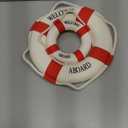 Rustic Nautical Decorative Welcome Cloth Life Ring Buoy Home Wall Door Hangings Decor, Red, Pack of 2