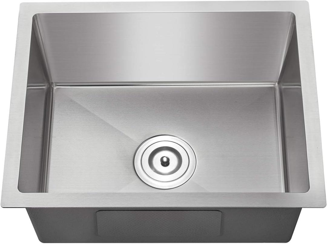 20-inch Undermount Kitchen Sink, SUS304 Stainless Steel Handmade Single Bowl Kitchen Sink with Sink Strainer (Brushed), 20"x16"x9"