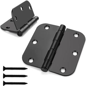 3 Pack Matte Black Door Hinges Black 3.5 x 3.5 Inch Interior Door Hinges 3 1/2 Inch Thicken with Round 5/8" Radius Corners, Hardware Door Hinge Replacement