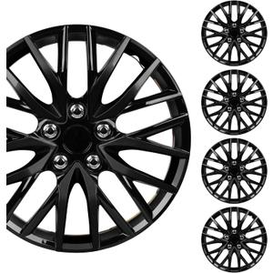 BDK (4-Pack) Premium Black Hubcaps 16" Wheel Rim Cover Hub Caps OEM Style Direct Replacement Snap On Car Truck SUV Van - 16 Inch, Set of 4