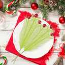 10 Pcs Christmas Tree Topper - 17" Christmas Tree Picks and Sprays Lime Green Curly Stems with Red Ball Artificial Xmas Decorations for Vase Fillers Wreath Home Party Holiday Docor