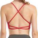 Womens Backless Padded Sports Bra Low Impact for Yoga Pilates Stretching Lightweight Workout Crop Top with Removable Cups (Red)-6