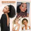 LEEONS Afro Kinky Curly Drawstring Ponytail for Black Women, 10 Inch Short Updo Ponytail Extension with 4 Hidden Combs, Chestnut Highlights for Natural Look (MB/33#)​