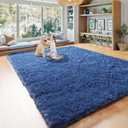 Fluffy Soft Shag Area Rug 8x10 Navy Blue Fuzzy Non-Slip Accent Rug for Bedroom, Royal Small Thick Throw Rugs for Nursery Playroom Dorm Bedside, Indoor Plush Carpet Decor for Kids Girls Boys Teen
