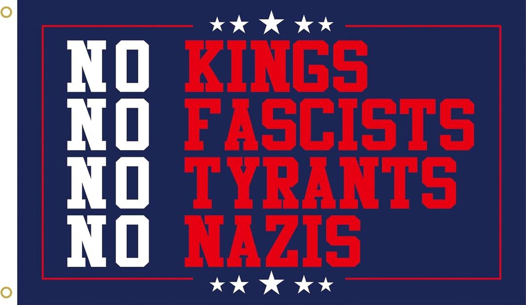 2 x WENWELL No Kings No Fascists No Tyrants Flag, 3x5 Ft Patriotic Banner, Navy Blue Polyester, Stars and Stripes Design