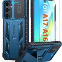 FNTCASE for Galaxy A17/A16-5G Case: Samsung A17 5G Military-Grade Dropproof Phone Cover with Kickstand & Slide Camera Cover | Protective Heavy Duty Rugged Phone Case Bumper Textured Protector (Blue)