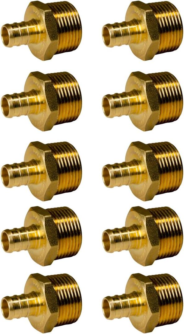 XFITTING 1/2 inch Pex x 3/4 inch Male NPT Adapter, 24-4-4=10X, 10 Pieces