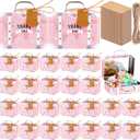 24 Pieces Mini Suitcase Party Favor Boxes Mini Pink Luggage Gift Suitbox Vintage Candy Tin Suitcase with Handles, Labels and Twine for Travel Themed Party Bridal Shower Wedding Decoration