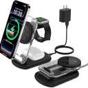 3 in 1 Magnetic Wireless Charging Station for Apple Devices, Fast Foldable Travel Mag-Safe Charger Stand with Night Light for iPhone 17 16 15 14 13 12 Series, Apple Watch/AirPods Pro-Gift for Friends