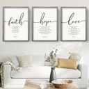 Houmury Set of 3 Framed Farmhouse Bible Verses Wall Decor Sign 11x14 Christian Faith Scripture Wall Art for Home Living Room Bedroom Wall Decor (11"x14" Grey)