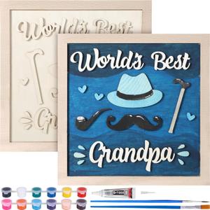 Nezyo Grandpa Gift Thank You Grandfather DIY Craft Painting Craft Kit 10 x 10 Inches DIY Unfinished Wooden Craft with Painting Tools Set for Thanksgiving Family DIY Craft Christmas Holiday Decoration Nezyo Grandpa Gift Thank You Grandfather DIY Craft Painting Craft Kit 10 x 10 Inches DIY Unfinished Wooden Craft with Painting Tools Set for Thanksgiving Family DIY Craft Christmas Holiday Decoration