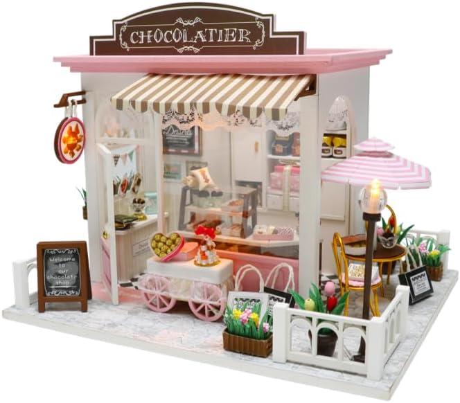 Create Your Dream Tiny Home with Our DIY Miniature House Kit - Wooden Furniture Decoration for Adults, Teens, and Friends! (Chocolate Shop)