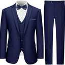 LUPURTY Men's One Button 3-Piece Suits Slim Fit Tuxedo Set with Blazer Jacket Vest & Pants for Wedding Prom Business XL