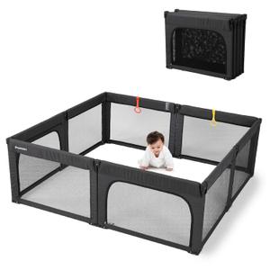 Doradotey Baby Playpen Foldable for Toddlers 1-3, Size and Shape Adjustable Enclosure, 8-Panels Detachable Gate 79x71 Large Indoor Playard, Easy Assembly and Clean, Safety Fence Play Area, Black