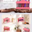 9.8" Acrylic Straw Holder for Cabinet Door - Straw Organizer with Ultra-Sticky Adhesive, Kitchen & RV Essensials, 5-Compartment Storage for Reusable Straws & Brushes, Colored Pencils, Markers (Pink)