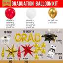 Red White Gold Graduation Balloon Garland Arch Kit with Graduation Star print Certificate Letter Foil Balloons for Graduate Class of 2026 Grad Prom party Decorations Supplies