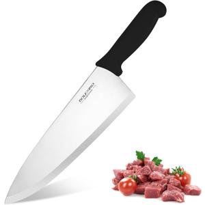 Chef Knife,10 inch High Carbon Stainless Steel Kitchen Knife, Sharp Cutting Knife W/Ergonomic Handle for Household or Business (Black)