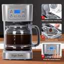 Taylor Swoden 12-Cup Programmable Coffee Maker, Regular & Strong Brew Drip Coffee Machine for Home and Office, Glass Carafe, Pause & Serve, Auto Shut Off, Gray & Stainless Steel