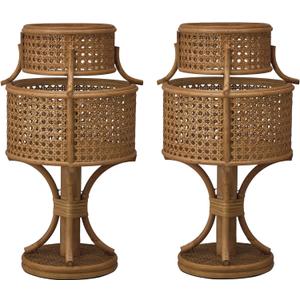 Creative Co-Op 40 Watt Rustic Rattan Vintage Reproduction Table Lamp Set, Natural Stained Finish, Set of 2