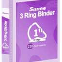SUNEE 3 Ring Binder 1 Inch D Ring, Clear View Binder Three Ring PVC-Free (Fit 8.5x11 Inches) for School or Office Supplies, Light Purple, 1 Pack