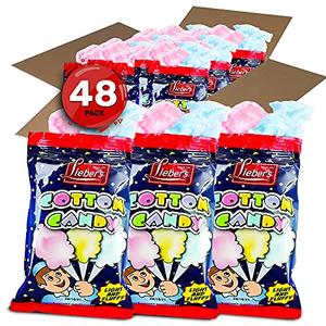 Lieber's Cotton Candy, Red & Blue, 48 Pack of 0.8 Ounce Bags, Kosher (EXP 04/09/27)