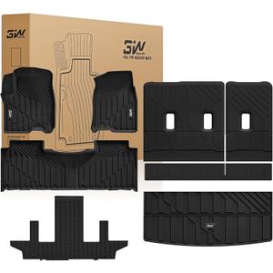 3W Floor Mats & Cargo Liner & Seat Back Mats for 2021-2026 (Only 7 Seats) Chevrolet Chevy Tahoe/GMC Yukon (Not Fit Yukon XL)/Cadillac Escalade (Not Fit Escalade ESV),All Weather Full Set Car Mats