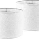 Burlap Lamp Shades Set of 2 Large Durm Lamp Shade 16" Top x 16" Bottom x 12" High (SpiderModern Lampshade for Table and Bedside Lamp - By PAPAYA