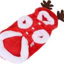 POPETPOP Dog Deer Costume Christmas Dog Costume : Flannel Reindeer Xmas Clothes with Elk Antlers Christmas Hoodies Outfit for Small s(XS)